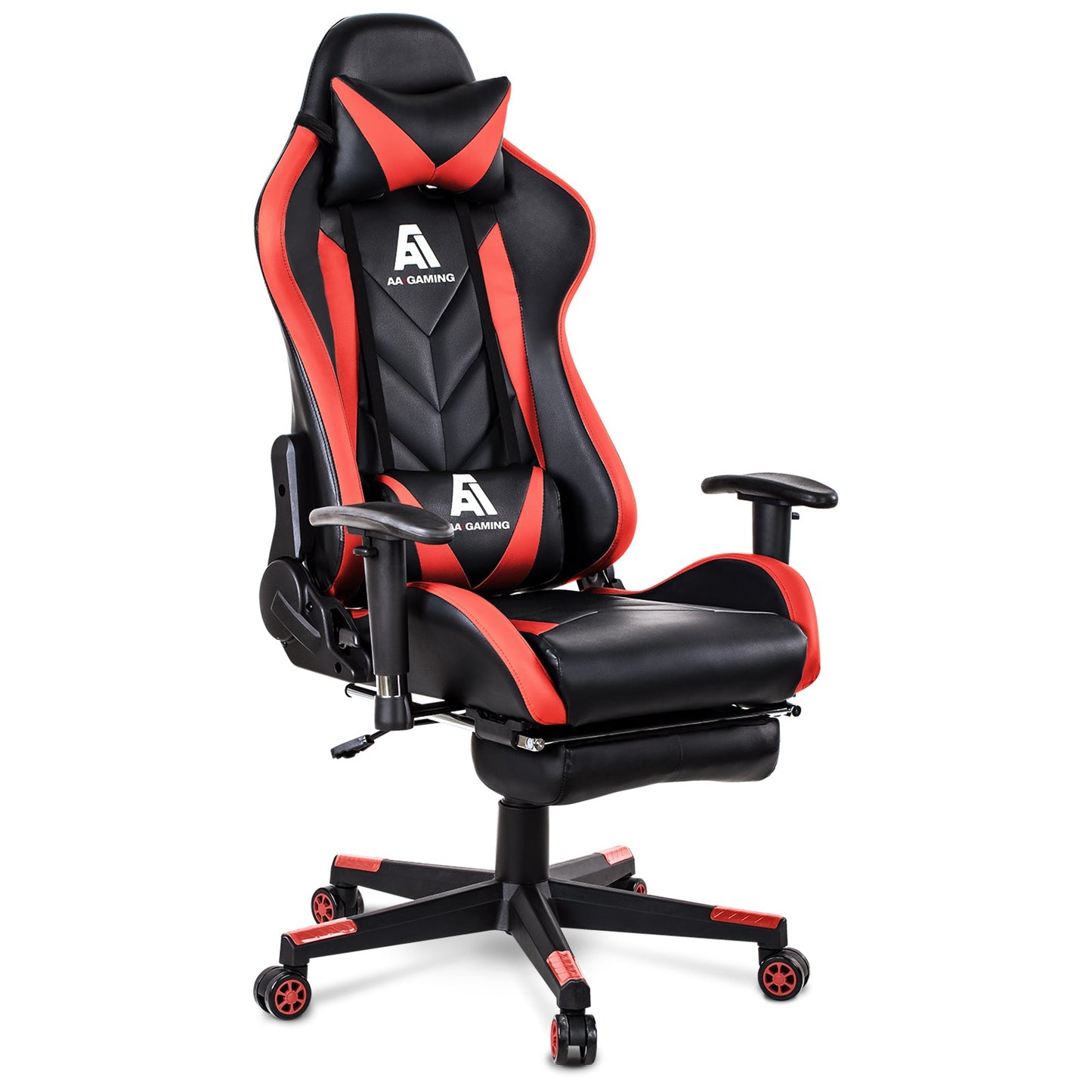 AA Products Gaming Chair High Back Ergonomic Computer Racing Chair Adjustable Office Chair with Footrest, Lumbar Support Swivel Chair - Red - AA Products Inc