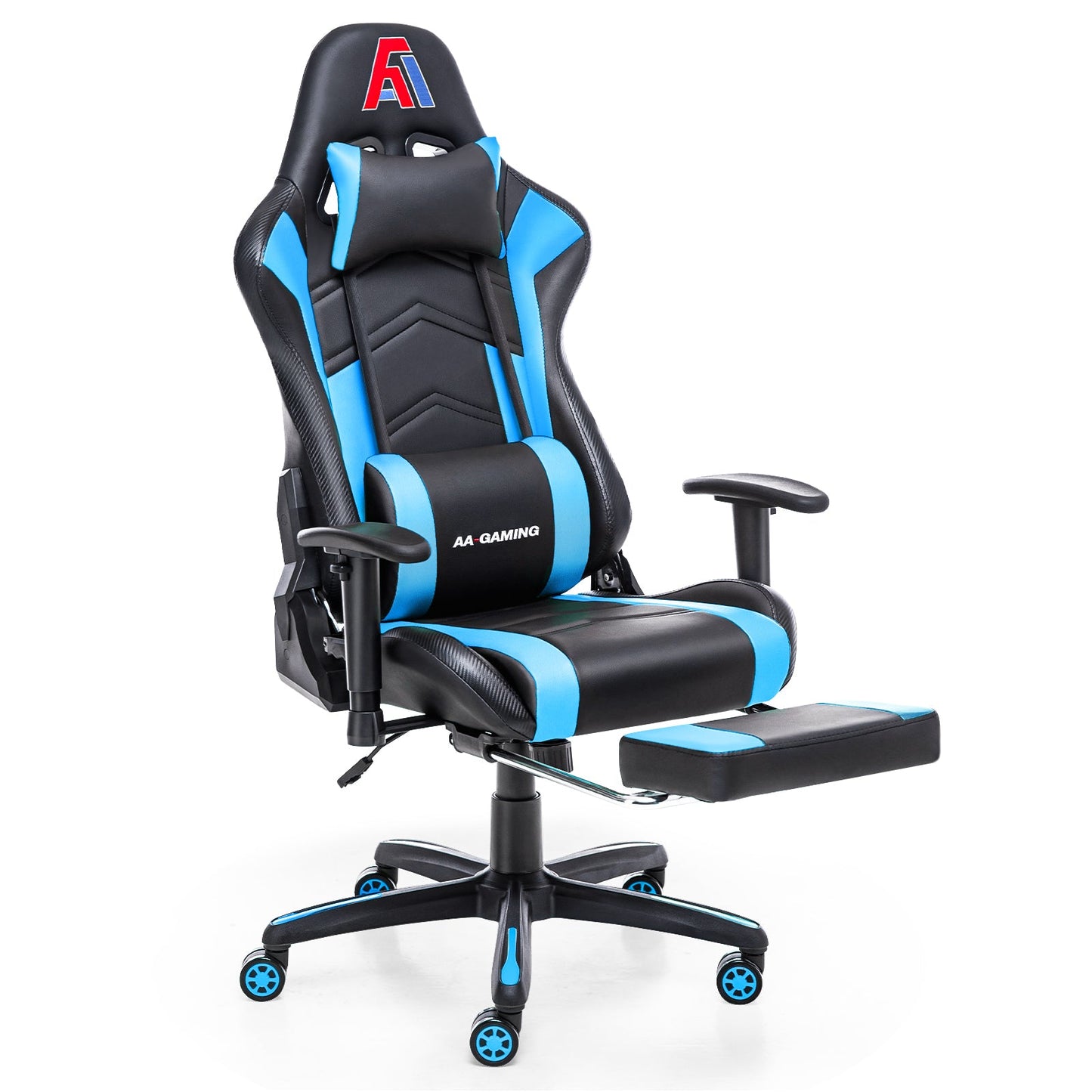 AA Products Gaming Chair Ergonomic High Back Computer Racing Chair Adjustable Office Chair with Footrest, Lumbar Support Swivel Chair - Upgraded Version BlackBlue(GChair03-footrest-BlackBlue) - AA Products Inc