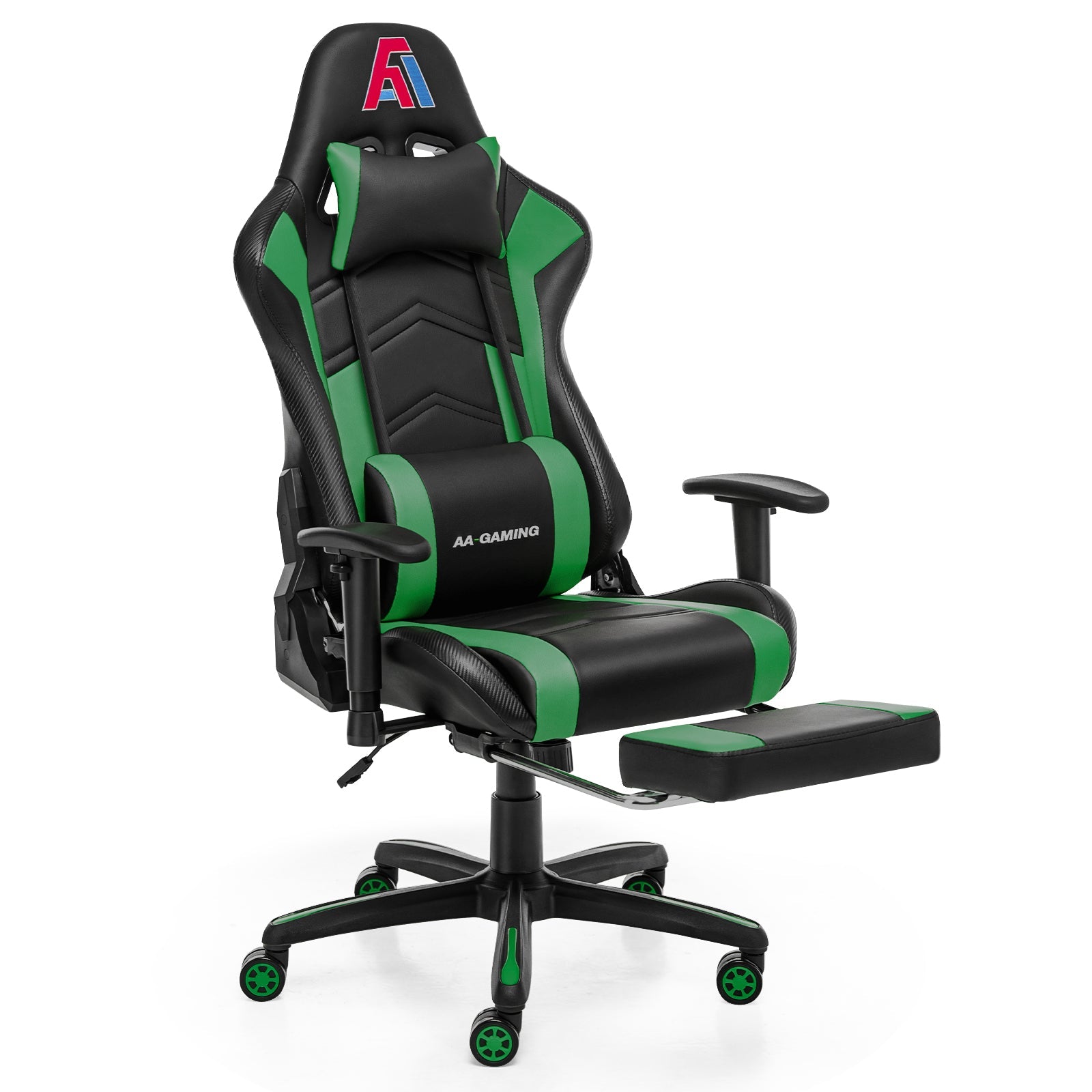 AA Products Gaming Chair High Back Ergonomic Computer Racing Chair Adjustable Gamer Chair with Footrest, Lumbar Support Swivel Chair – BlackGreen - AA Products Inc