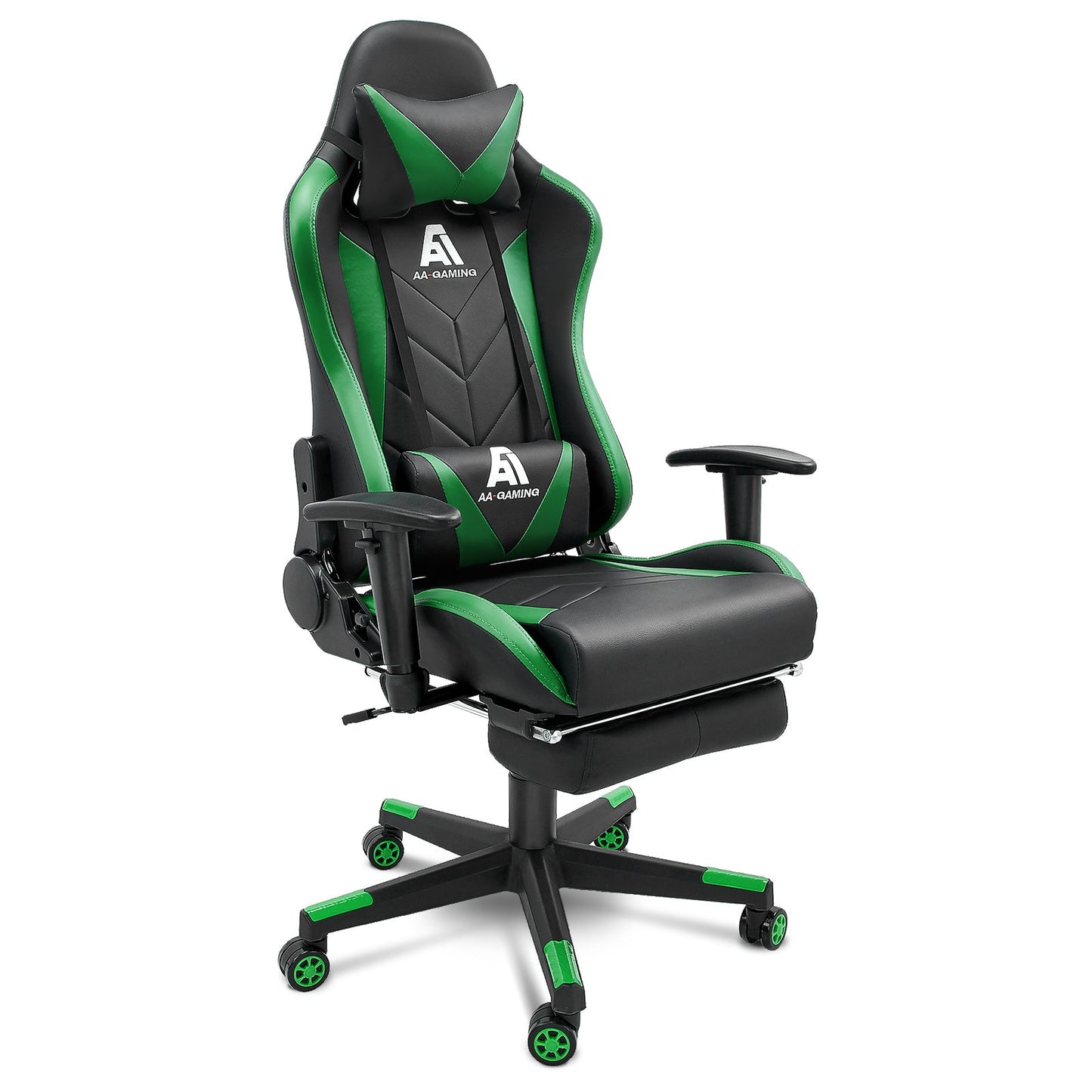 AA Products Gaming Chair High Back Ergonomic Computer Racing Chair Adjustable Gamer Chair with Footrest, Lumbar Support Swivel Chair – BlackGreen - AA Products Inc