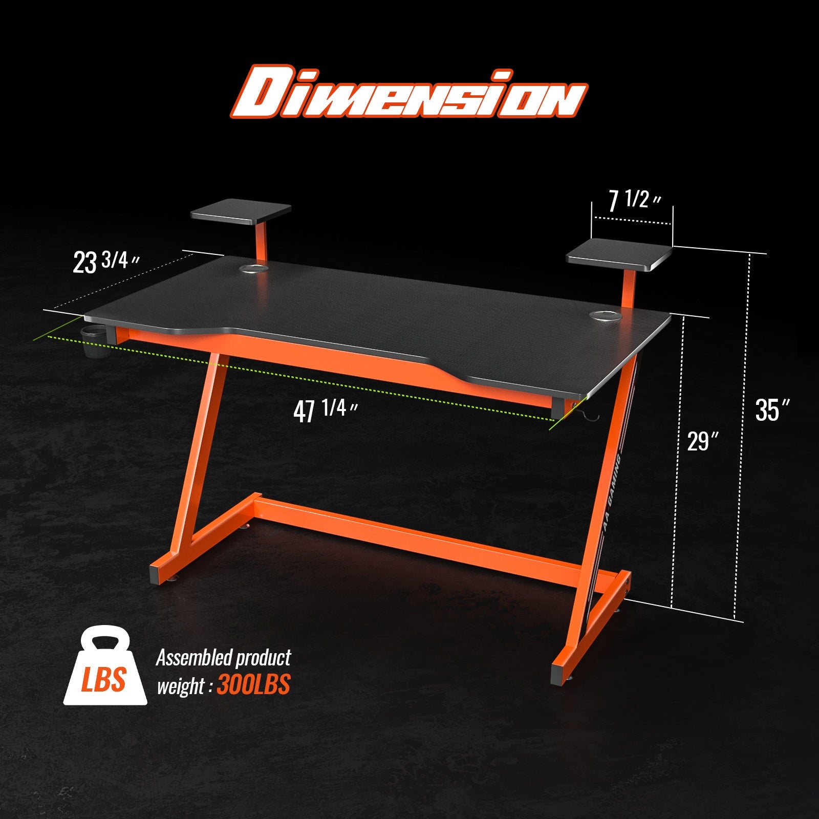 AA Products Gaming Desk 47.2",Z-Shaped Design Computer Desk Suitable for Home and Office with Controller Stand, Cup Holder, Headphone Hook and Loudspeaker Stand(GD-Z-Red) - AA Products Inc