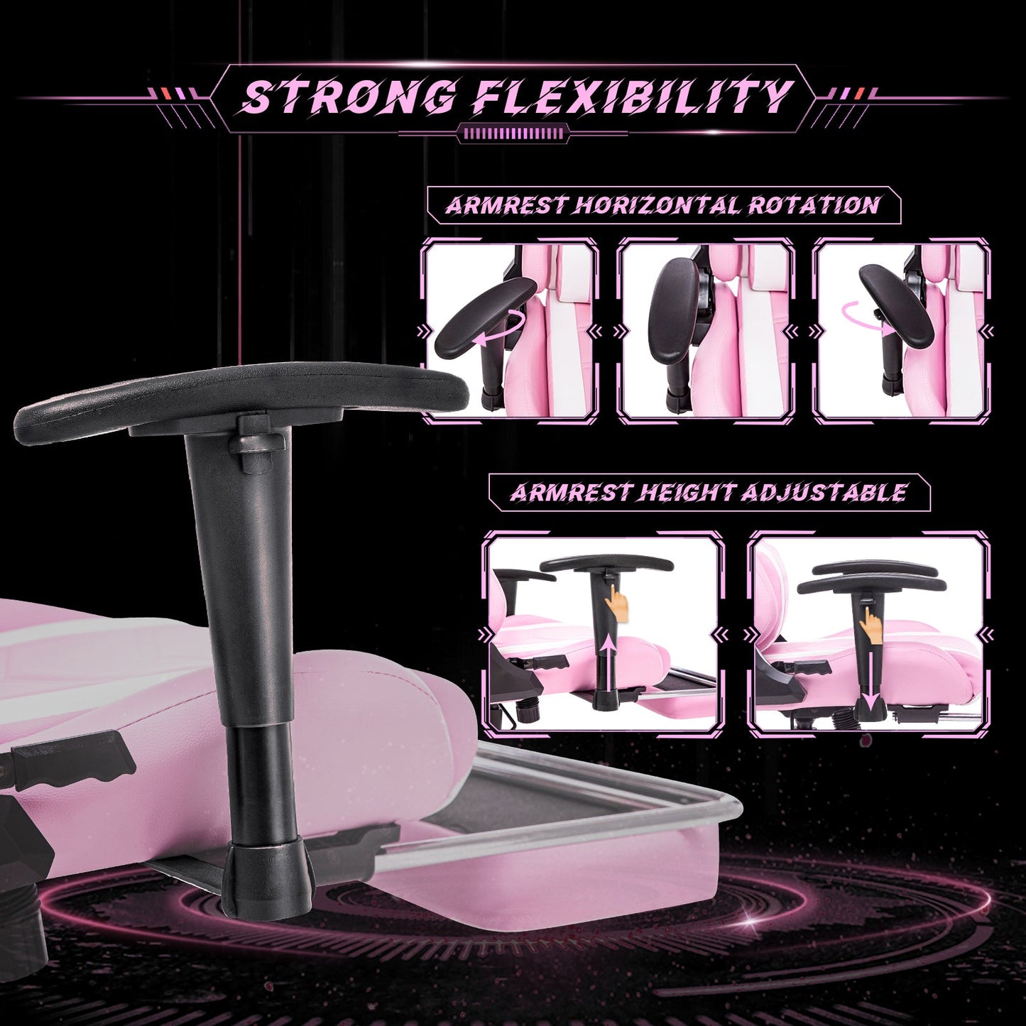 AA Products Gaming Chair Ergonomic High Back Computer Racing Chair Adjustable Office Chair - WhitePink - AA Products Inc